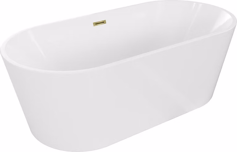 Mexen Luna vasca da bagno autonoma 170 x 80 cm, bianca, troppopieno dorato - 52031708000-50
