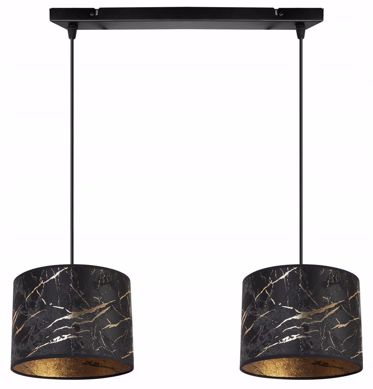 Lampada a sospensione, lampadario, paralume, motivo dorato