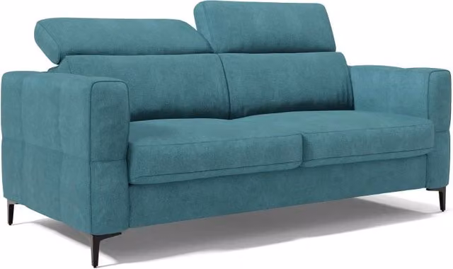 Divano letto Gardenia azzurro con poggiatesta reclinabili e rivestimento impermeabile, materasso alto 18 cm, L/P: 140 x 197 cm – 1