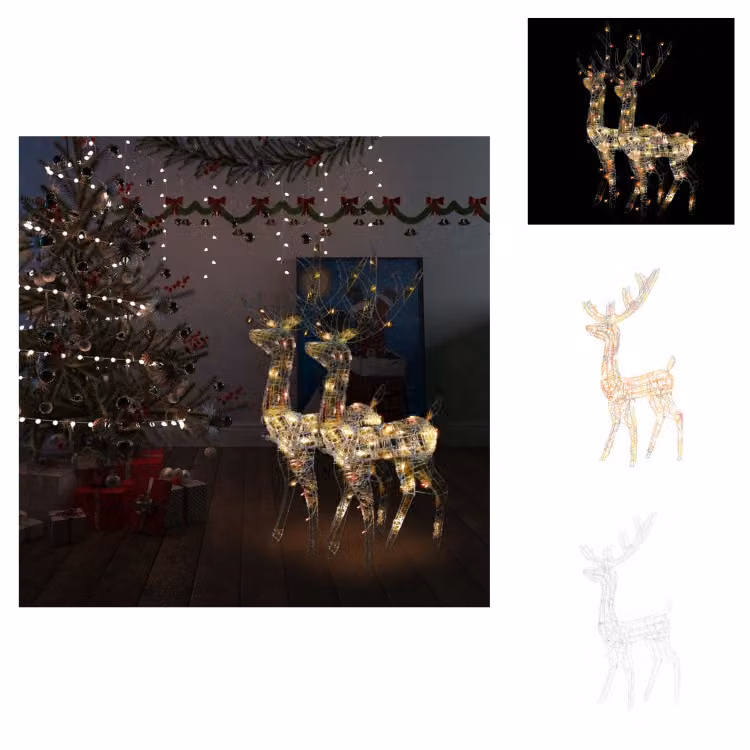 vidaXL Renna decorazione natalizia in acrilico 2 pezzi 120 cm Multicolore - Luci di Natale