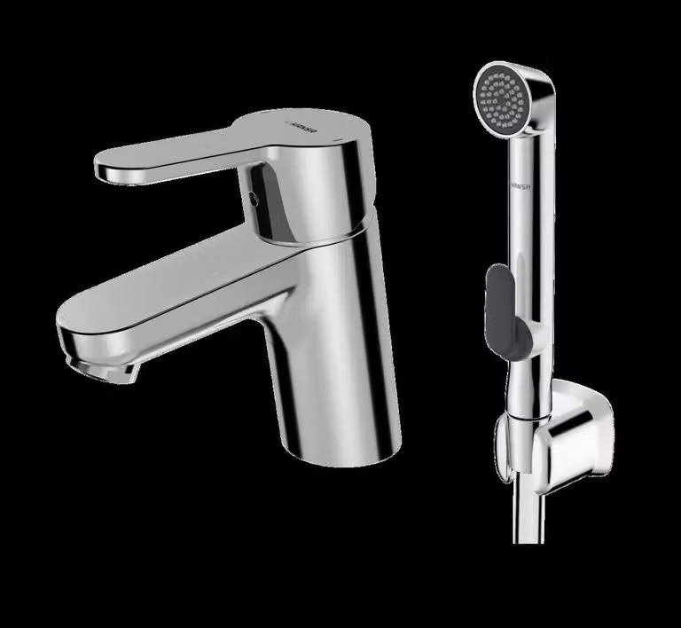 HANSA HANSAPRIMO Mitigeur de lavabo, avec douchette fonctionnelle, sans vidage, saillie : 107mm, 49462203, 49462203