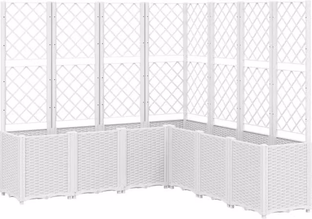 Fioriera | Cassetta per fiori | Vaso da Giardino con Traliccio Bianco 160x160x140 cm in PP