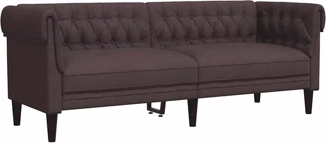 Divano | Divano da soggiorno | Sofa Chesterfield a 3 Posti Marrone Scuro in Tessuto