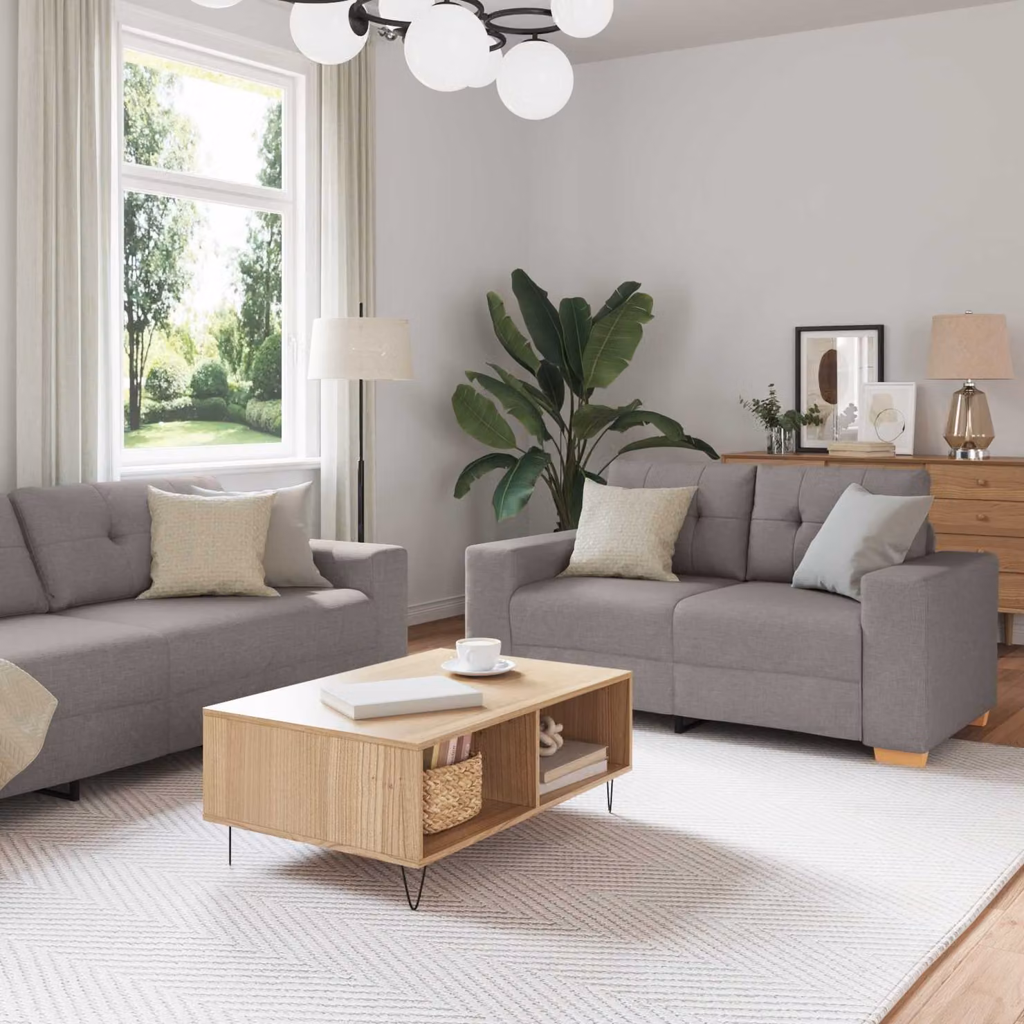 Set di divani vidaXL Talpa in tessuto misto lino, composto da divano a 3 posti, divano a 2 posti e poltrona, disponibile nei colori beige o grigio