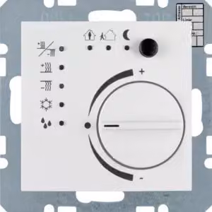 Berker 75441189 Termostato con interfaccia a pulsante, bianco polare opaco, Berker S.1/B.3/B.7