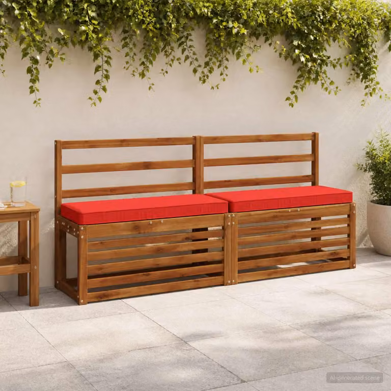 Set di 2 cuscini per panchina vidaXL VUGHT in poliestere rossi con rivestimento rimovibile e resistente ai raggi UV