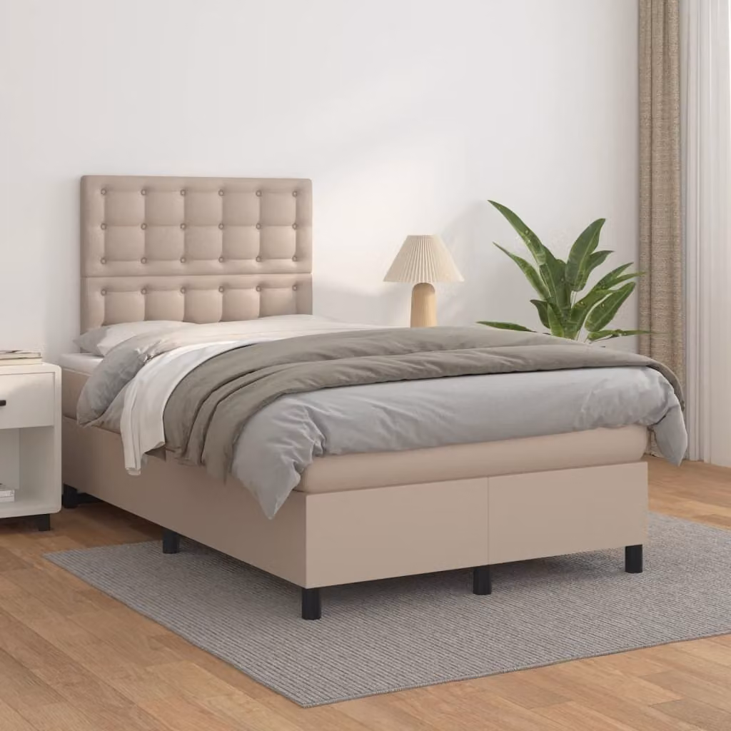 Maison Exclusive - Giroletto a Molle con Materasso Cappuccino 120x200cm Pelle finta