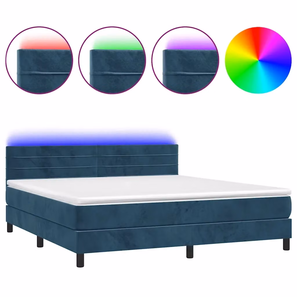 Letto Ibrido con Materasso e Illuminazione LED vidaXL, Blu e Bianco, L/P: 160 x 200 cm – 2