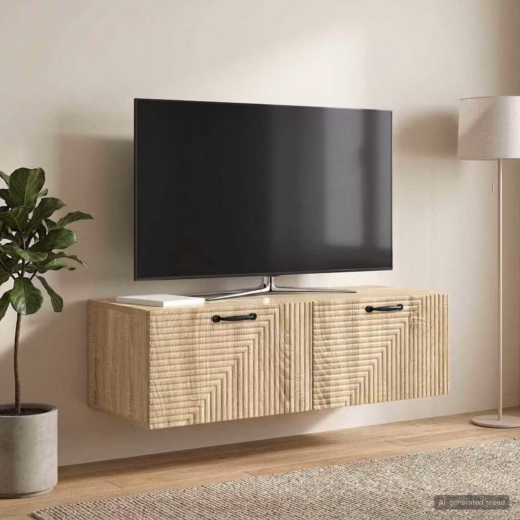 vidaXL Mobile Porta TV da Muro Moderno in Rovere Sonoma, L 98 x P 41 x H 30 cm