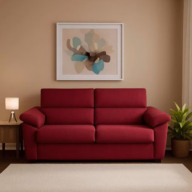 Divano Letto 2 Posti Contrada DMORA Rosso con Rivestimento Sfoderabile e Funzione Contenitore Made in Italy L: 205 cm, P: 95 cm