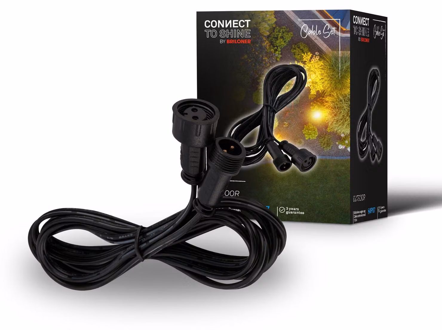 Briloner Cavo di prolunga 1m prolunga 1m 12V IP67 nero - Prolunga giardino terrazza