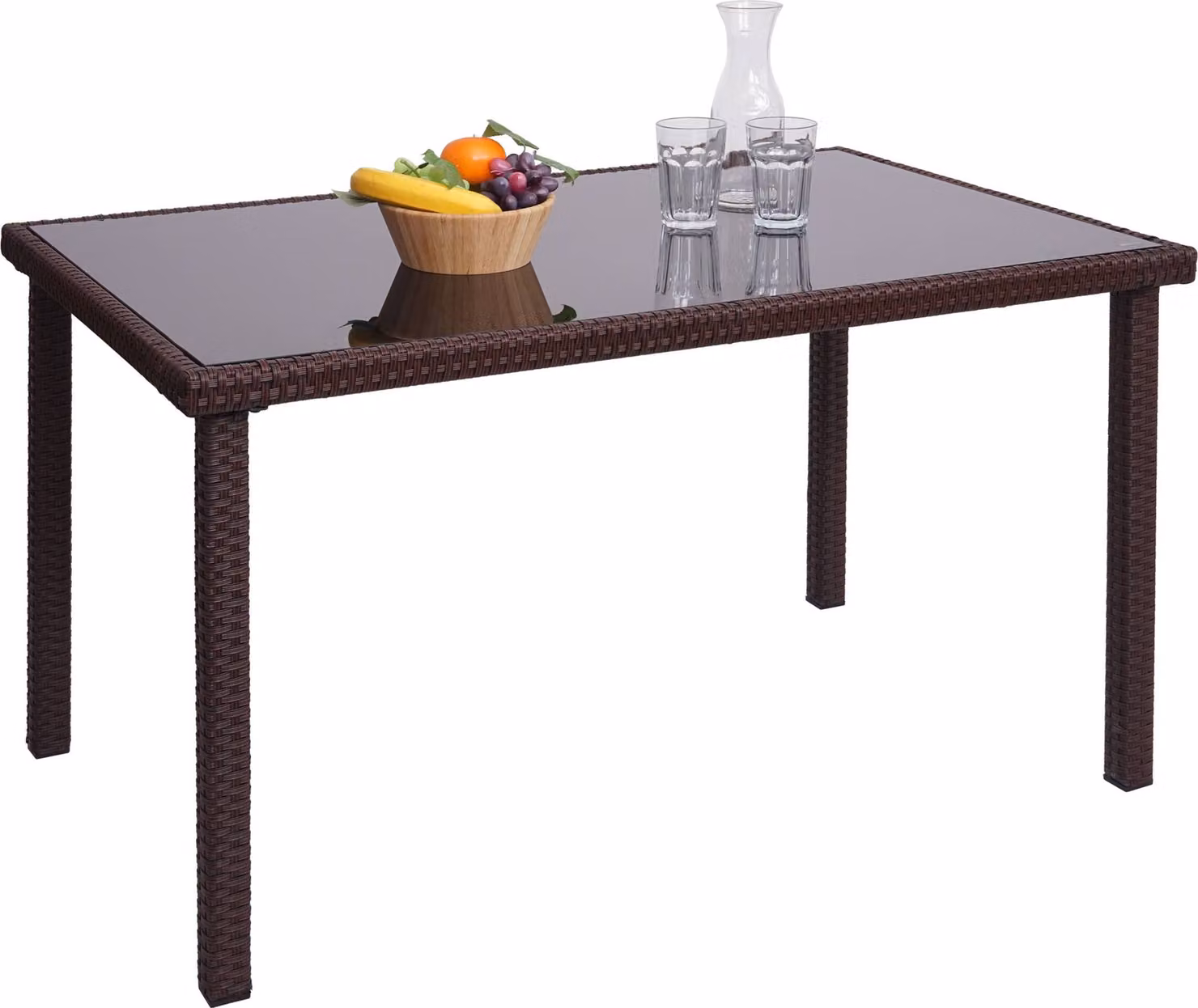 Tavolo in polyrattan MCW-G19, tavolo da giardino e da balcone, 120x75 cm ~ marrone