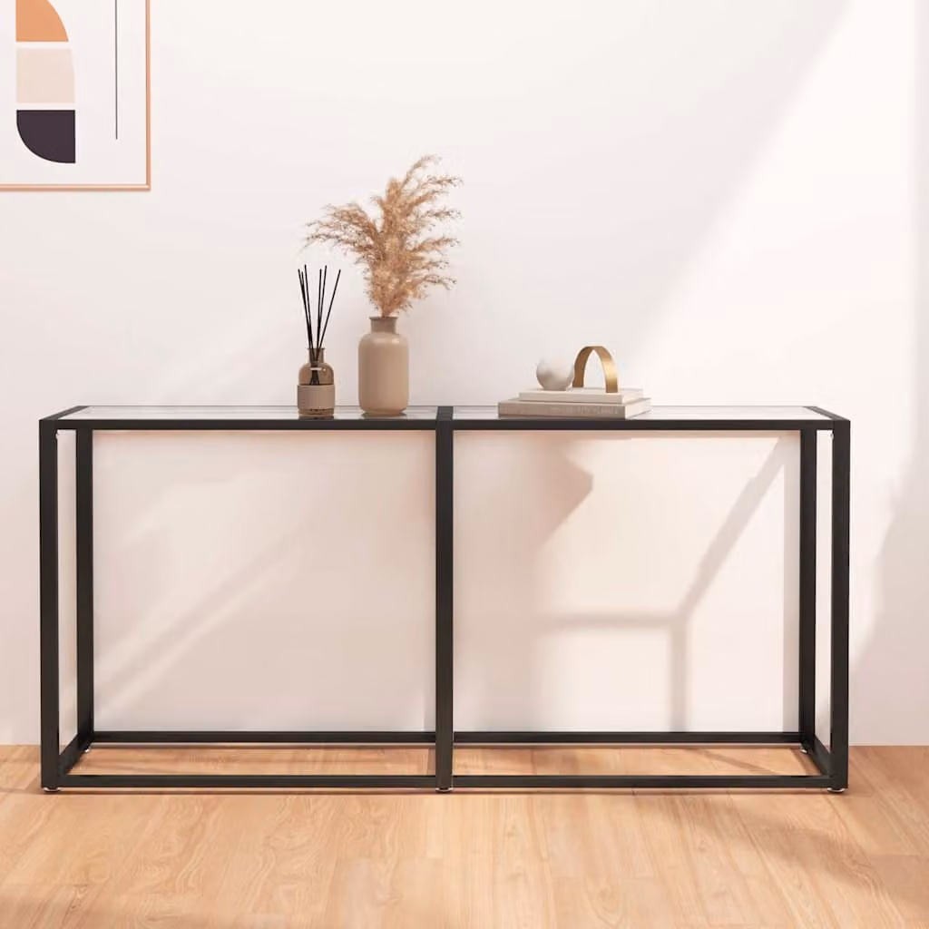 vidaXL Tavolo Consolle Moderno in Vetro Temperato Trasparente L/P/H: 160 x 35 x 75,5 cm