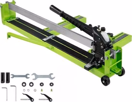 Tagliapiastrelle Manuale Professionale Ergonomica con Laser a Infrarosso e Accessori, Colore Verde, in Acciaio, 800/1200mm