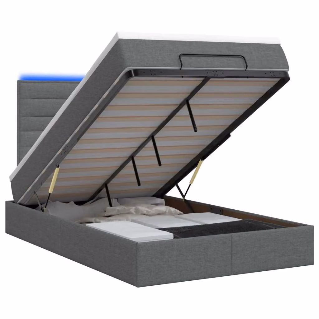 Letto Ottomano con Materasso e Illuminazione LED vidaXL Grigio e Bianco L/P/H: 200 x 120 x 88 cm – 2