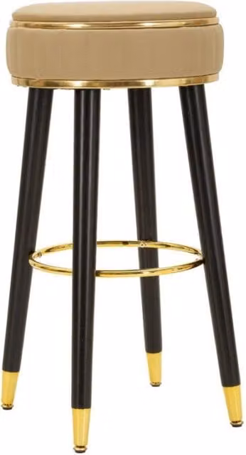 Sgabello Bar London Mauro Ferretti Marrone con seduta in ecopelle e struttura in metallo, Diametro: 38 cm, Altezza: 74 cm – 1