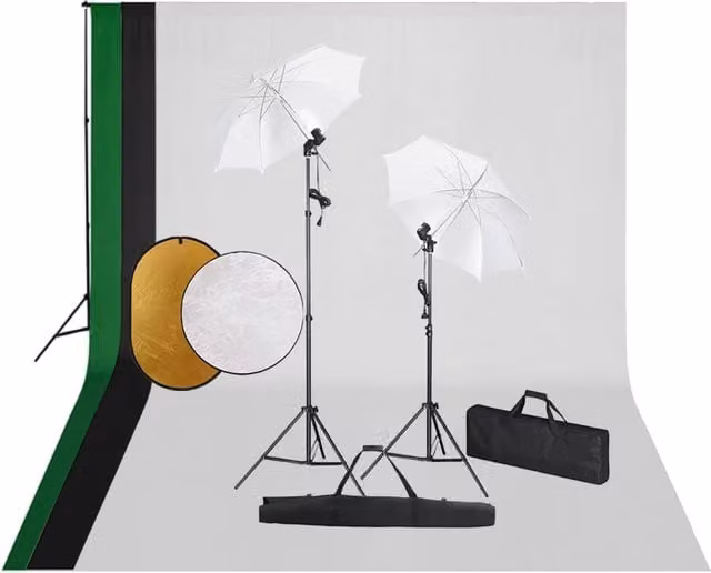 Kit professionale per studio fotografico con luci 3 fondali e riflettore 02_0001478