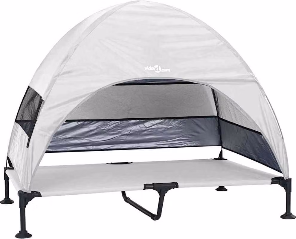 Letto per Cani Elevato Grigio Argento 127 x 81 x 108 cm