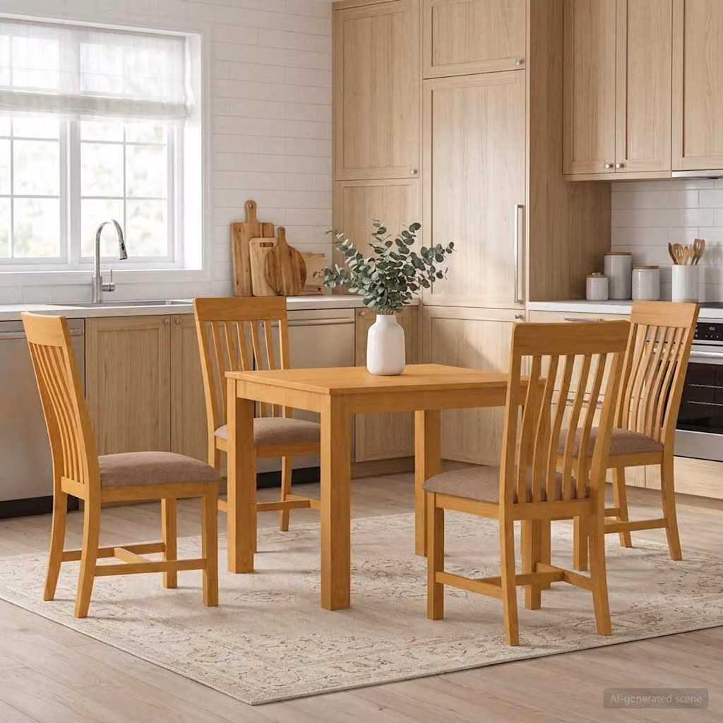 Set da pranzo vidaXL in legno di quercia composto da tavolo rettangolare e 4 sedie, Grigio e Marrone, L: 110 cm, P: 75 cm, H: 90 cm