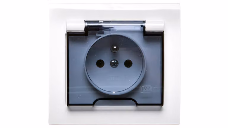 Presa di corrente KIER con coperchio IP44 bianco trasparente GPH-1WZ/00/d