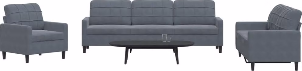 Maison Exclusive - Set divano 4 pezzi con cuscini in velluto grigio scuro