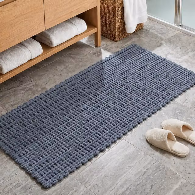 Tappeto da bagno in ciniglia Kasanova blu L 60 cm x P 130 cm