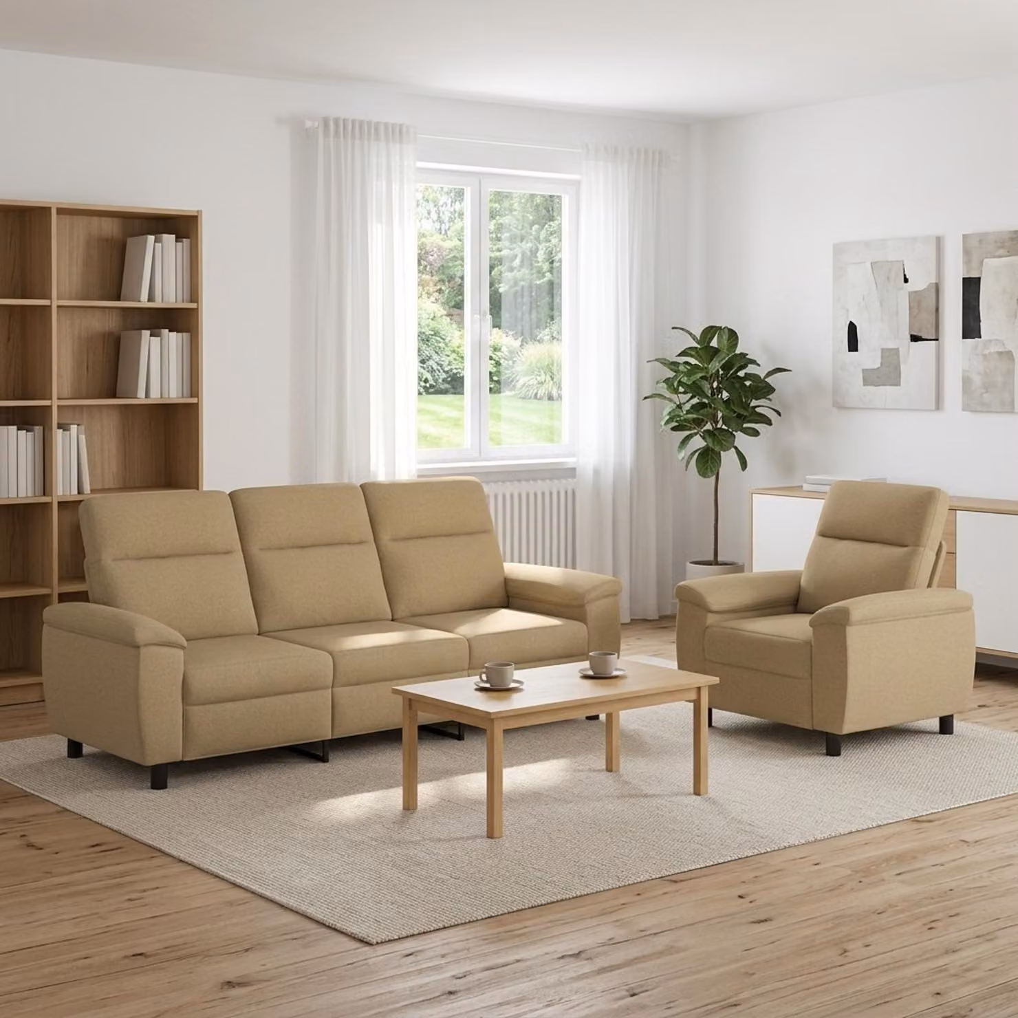 Set di 2 divani moderni vidaXL in tessuto marrone chiaro con struttura in metallo per il tuo soggiorno