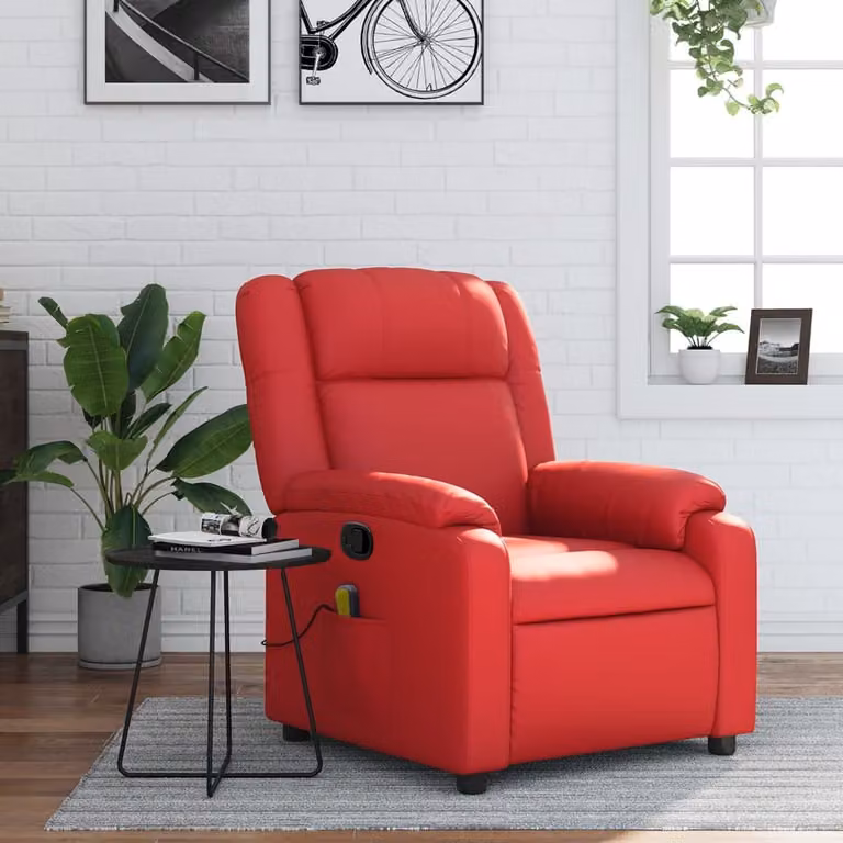 vidaXL Poltrona Relax Reclinabile in Similpelle Rossa con Braccioli
