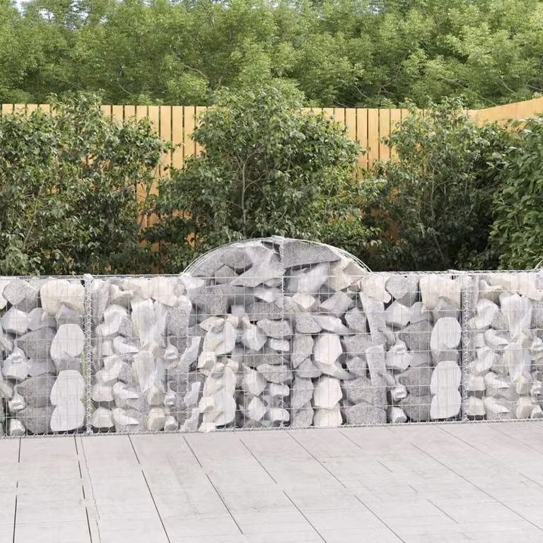 Set di 25 Cesti Gabbioni ad Arco vidaXL in Acciaio Zincato Grigio L: 200 cm, P: 30 cm, H: 80-100 cm