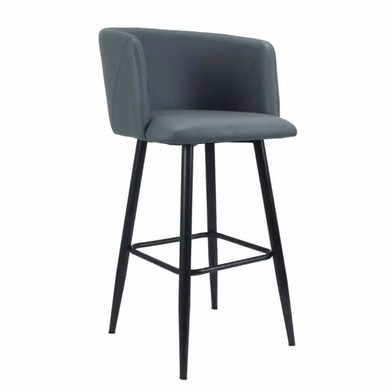 Sgabello Limin Iperbriko in ecopelle grigio con gambe in metallo nero opaco – 2
