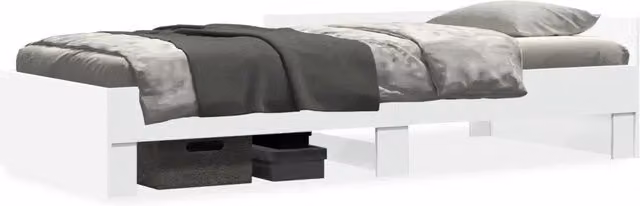Letto singolo Design In bianco in legno multistrato con cassetti L/P/H: 90 x 200 x 50 cm