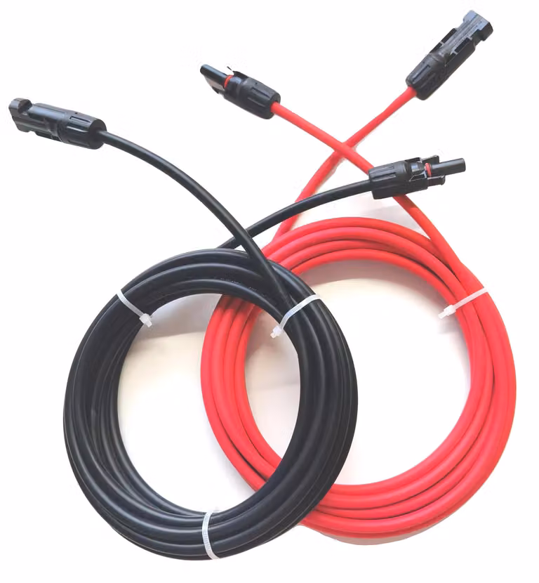 Cavi solari, isolamento senza alogeni, elevata resistenza alla tensione, colore rosso, 20 metri; colore nero, 20 metri; sezione 12 AWG - 4 mm²