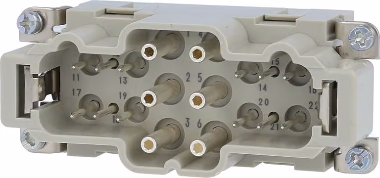 HARTING Han K6/12 inserto maschio (M) connessione assiale a vite / a vite, 18 poli 6/12+PE 690V contatto di comando 230V/400V,