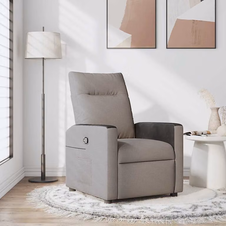 Poltrona Reclinabile Relax vidaXL in Tessuto con Braccioli, Colore Grigio e Nero