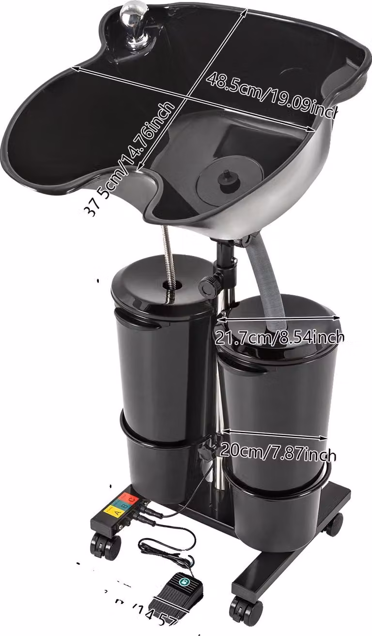 Shampoo, lavabo, pompa elettrica, regolabile in altezza, colore nero