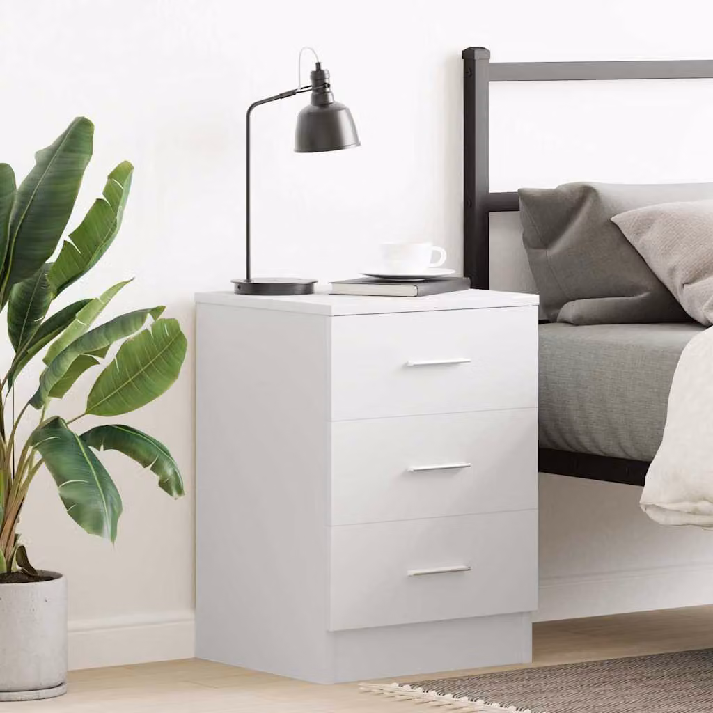 Comodino bianco vidaXL in legno MDF L: 38 cm, P: 35 cm, H: 56 cm