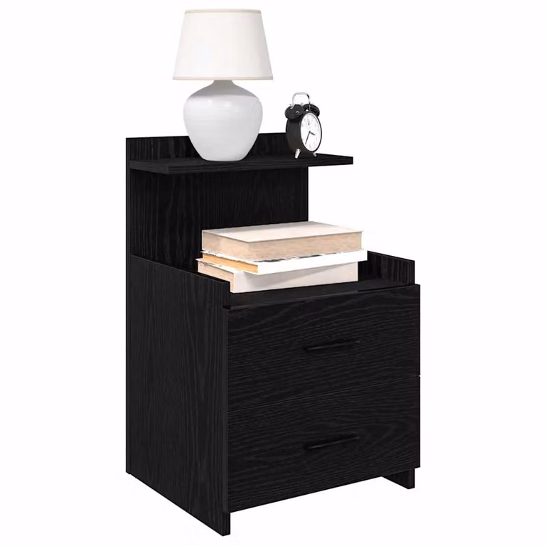 Comodino moderno vidaXL con 2 cassetti nero opaco L: 40 cm, P: 36,5 cm, H: 62 cm
