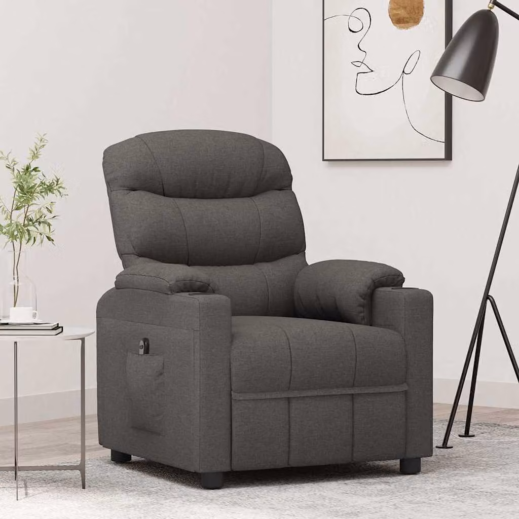 Poltrona elettrica reclinabile vidaXL in tessuto grigio con braccioli e design moderno