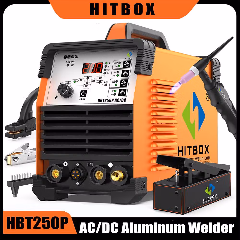 Saldatrice TIG - 220-240 V AC/DC - Potenza: 250 W - Inverter IGBT portatile - Adatta per alluminio e acciaio inossidabile - Apparecchio di saldatura di precisione