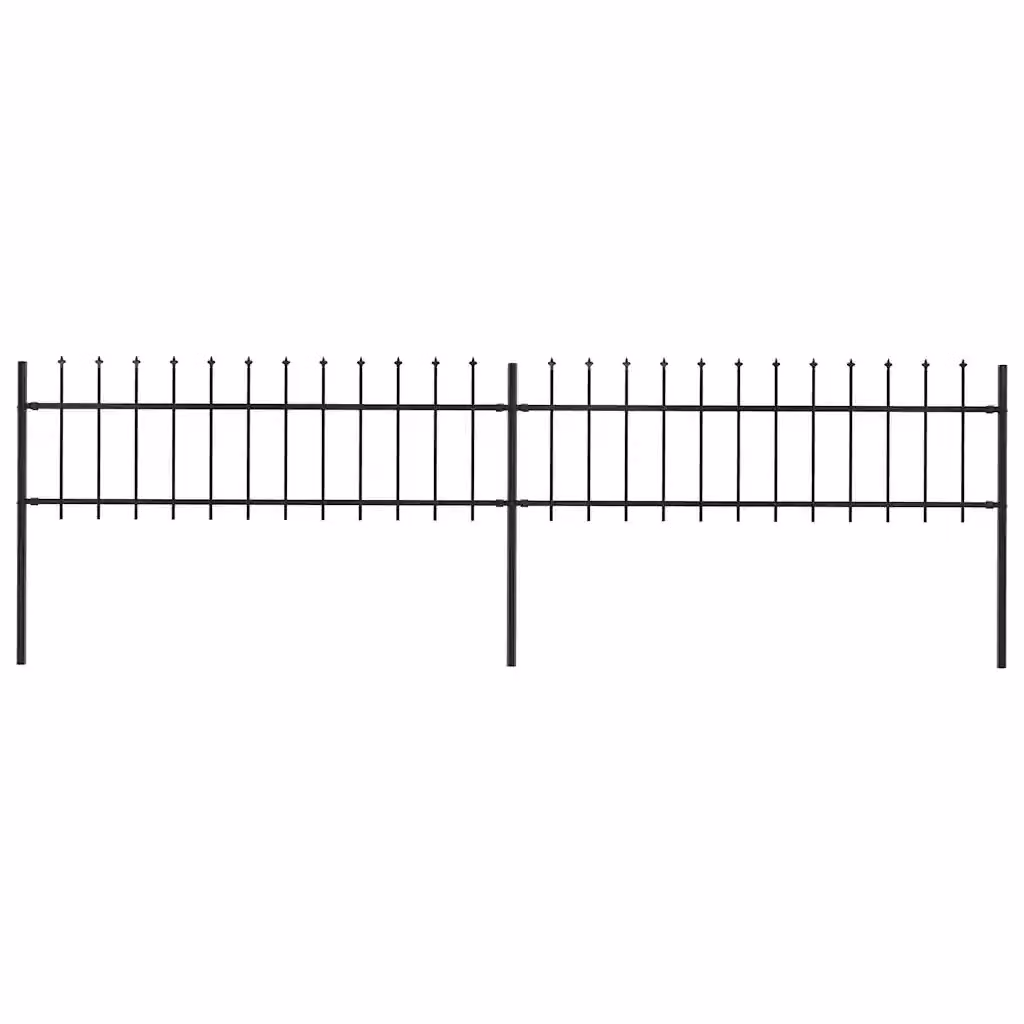 Recinzione da giardino vidaXL in acciaio con punta a lancia e doppia barra nera L: 337 cm, H: 60 cm