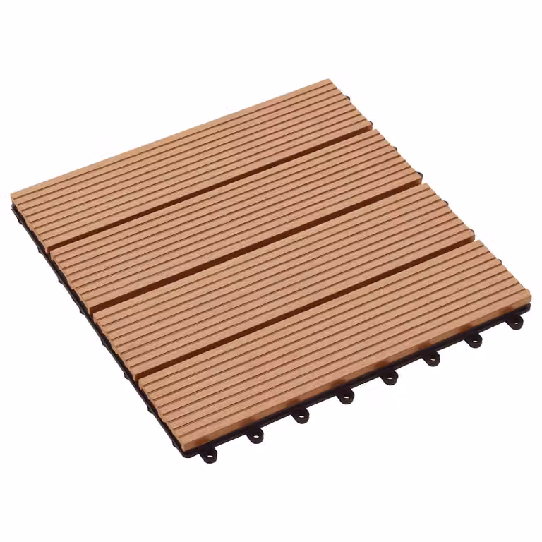 Set di 11 piastrelle per decking vidaXL in WPC color teak riciclato, L/P: 30 x 30 cm
