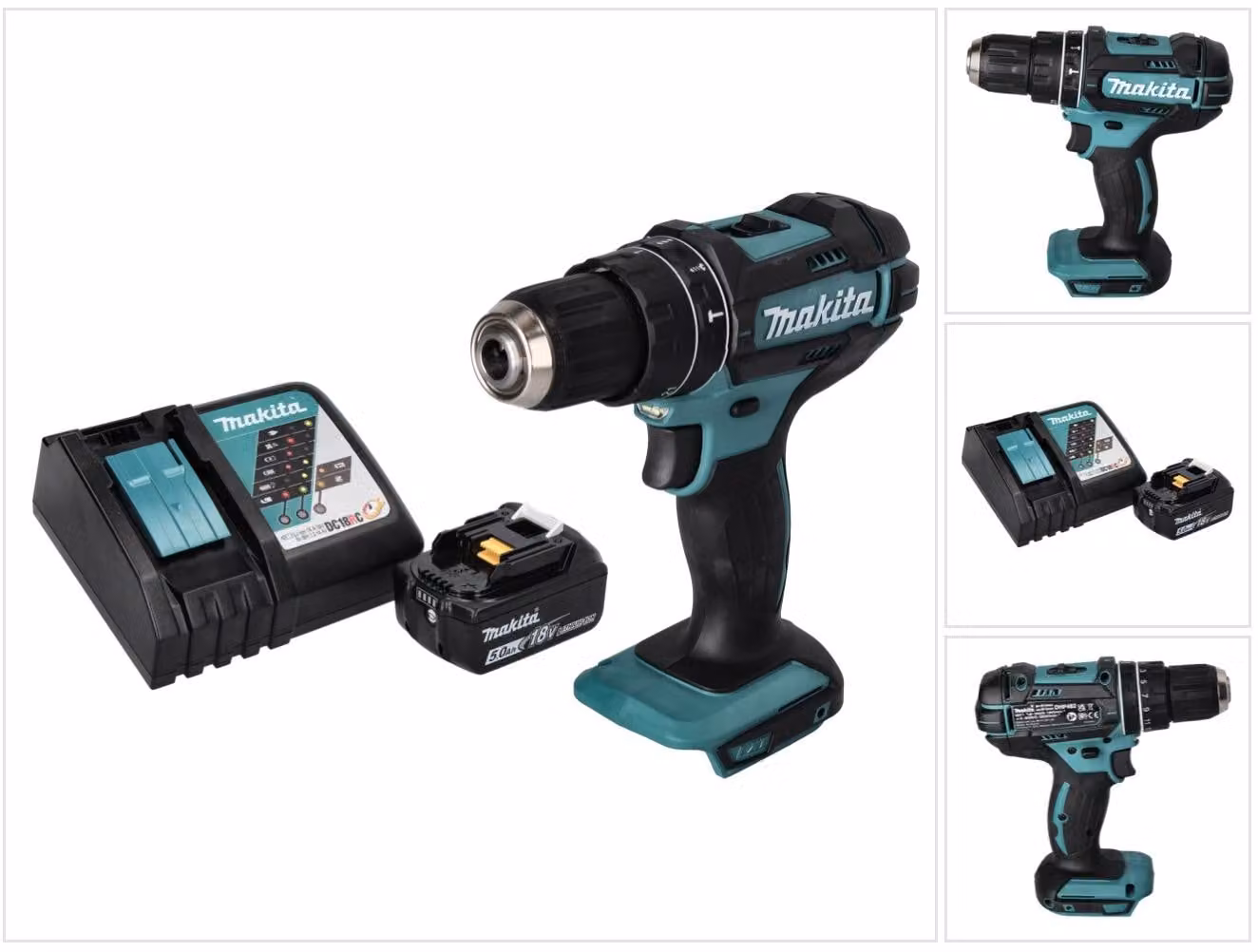 Trapano a percussione a batteria Makita DHP 482 RT1 18 V 62 Nm + 1x batteria ricaricabile 5,0 Ah + caricabatterie
