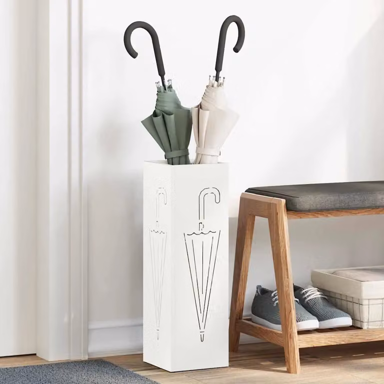 Stand per Ombrelli da Pioggia vidaXL in Metallo Bianco L/P/H: 15,5 x 15,5 x 49 cm