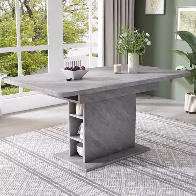 Tavolo da Pranzo Allungabile con Ripiano ¨C Xylo ¨C Effetto Cemento, Rettangolare
