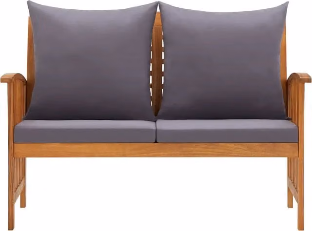 Panca da Giardino Moderna vidaXL in Legno di Acacia Oliato con Cuscini Grigi L: 119 cm