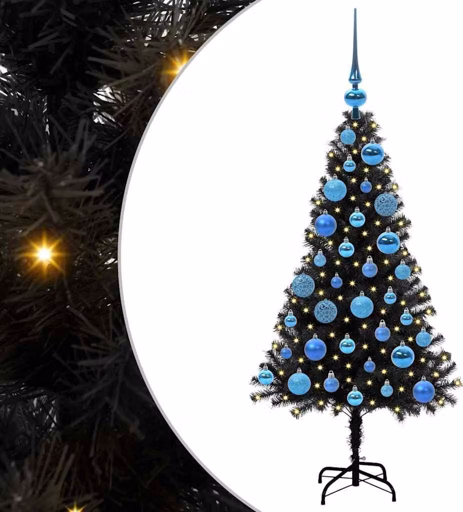 Albero di Natale con 150 LED con supporto Nero 120 cm PVC