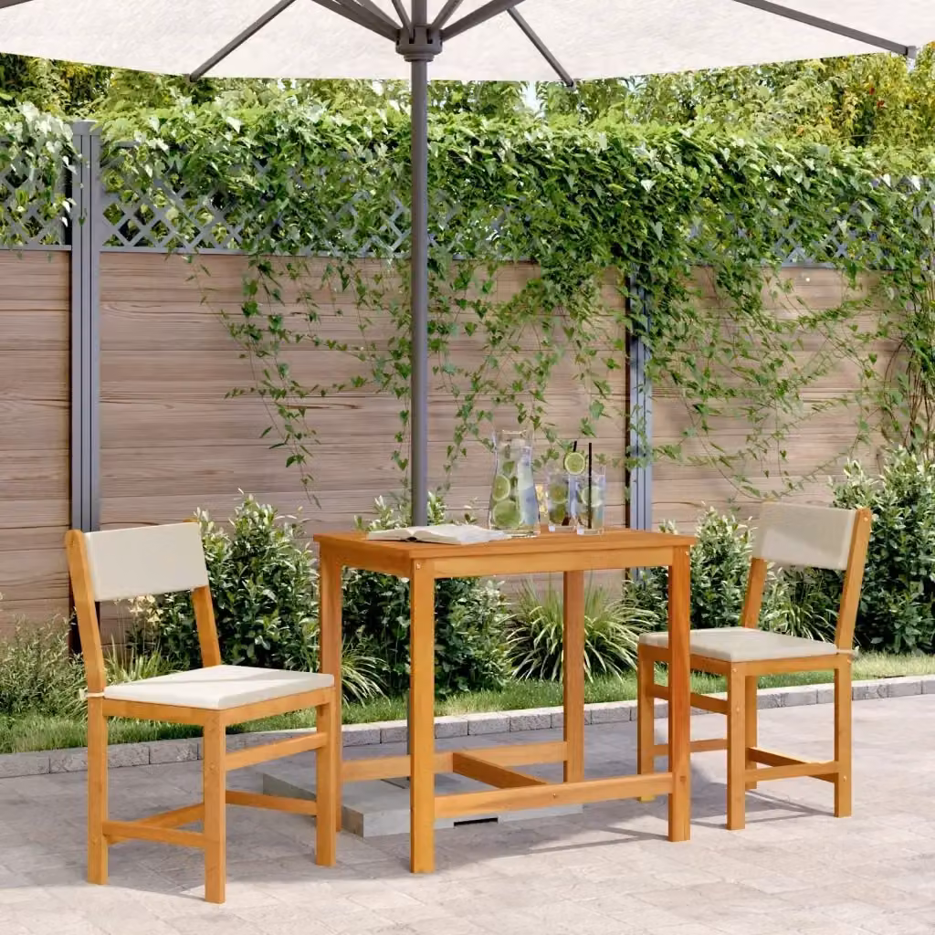 Set da Balcone 3pz in Legno di Acacia con Cuscini per Giardino e Terrazzo – 2