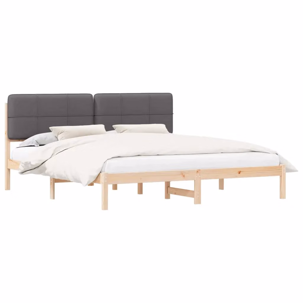 Letto con testiera rivestita vidaXL in legno di pino e tessuto grigio L/P: 180 x 200 cm – 2