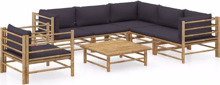 Maison Exclusive - Set da giardino da 7 pezzi con cuscini in bambù grigio scuro