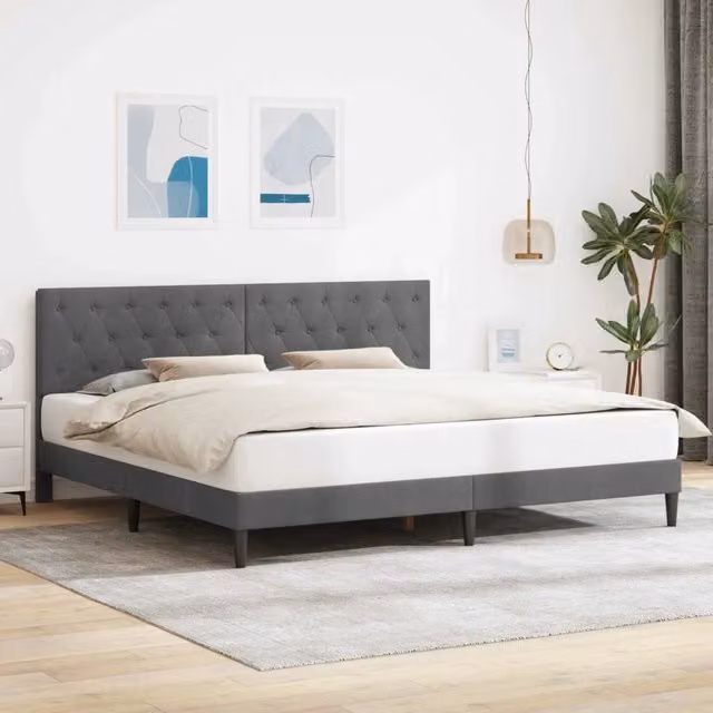 Struttura del letto-Giroletto Grigio Scuro 200 x 200 cm Velluto 762165